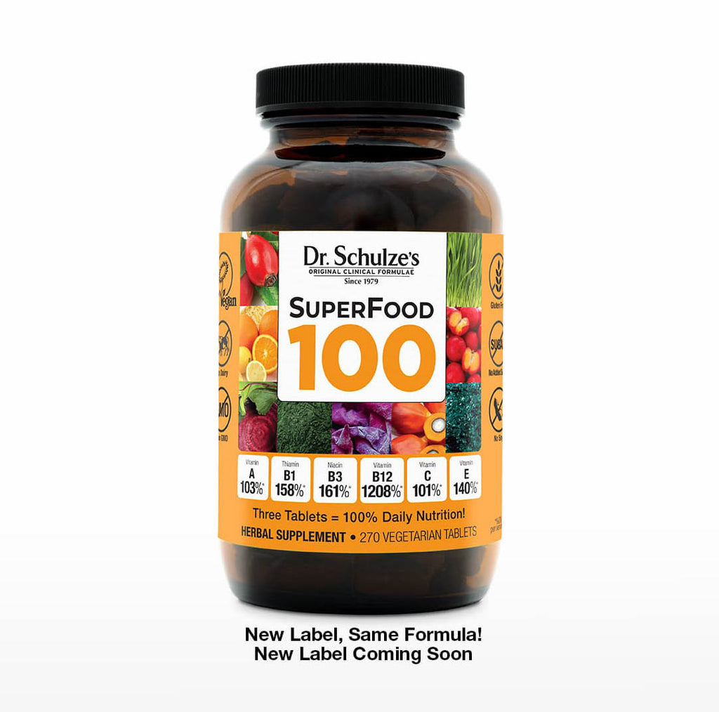 Dr. Schulze's SUPERFOOD 100 - 100% of the daily nutrients in only 3 tablets