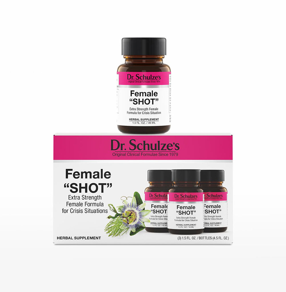 Shots féminins du Dr Schulze - Shots féminins à base de plantes pour l'équilibre physique, émotionnel et spirituel.